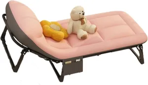 Portable Folding Cot 6 Adjustable Positions, Guest Bed with Pillow Fold Out Camping Bed with Mattress Heavy Duty Cots for Outdoor Travel Office Home Nap(Multi-Colored)