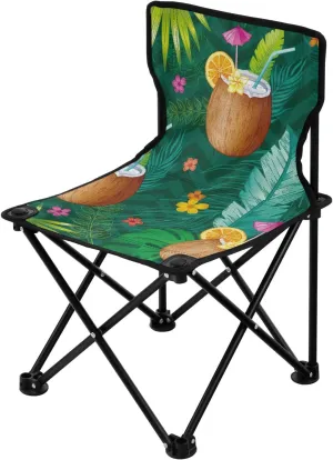Portable Tropical Coconuts Camping Chairs for Adults Ultralight Backpack Chair Includes Carry Bag Lawn Chairs for Camp Hiking