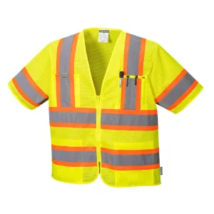 Portwest Augusta Sleeved Hi-Vis Vest Visibility Reflective Safety Security Work Top ANSI 3, Yellow, 7XL