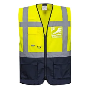 Portwest C476 Warsaw Hi-Vis Contrast Executive Vest Yellow/Navy