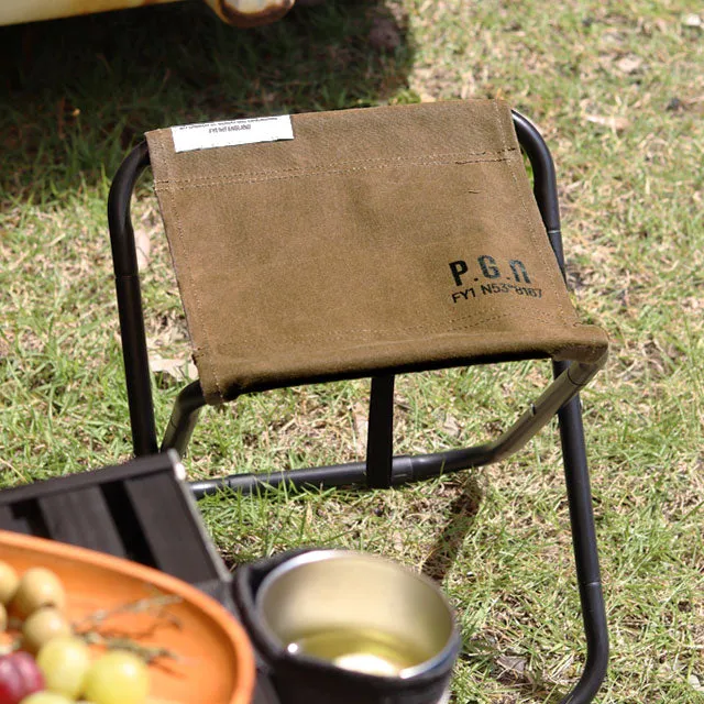 Post General Waxed Canvas Compact Stool - Gray