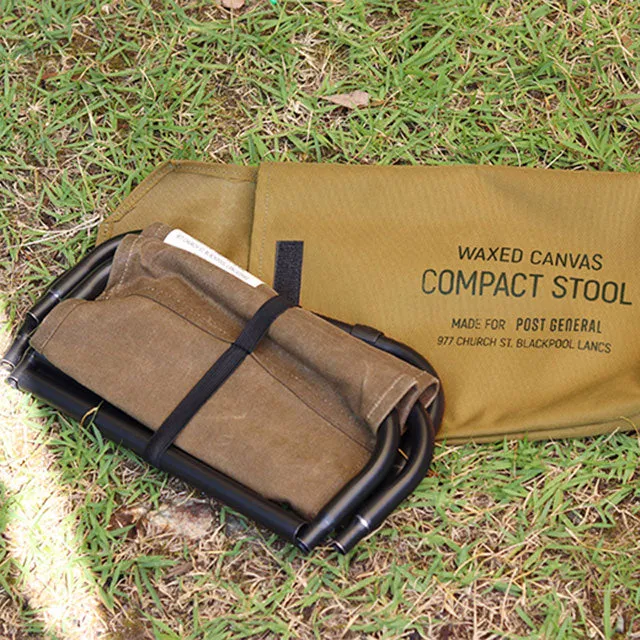 Post General Waxed Canvas Compact Stool - Gray