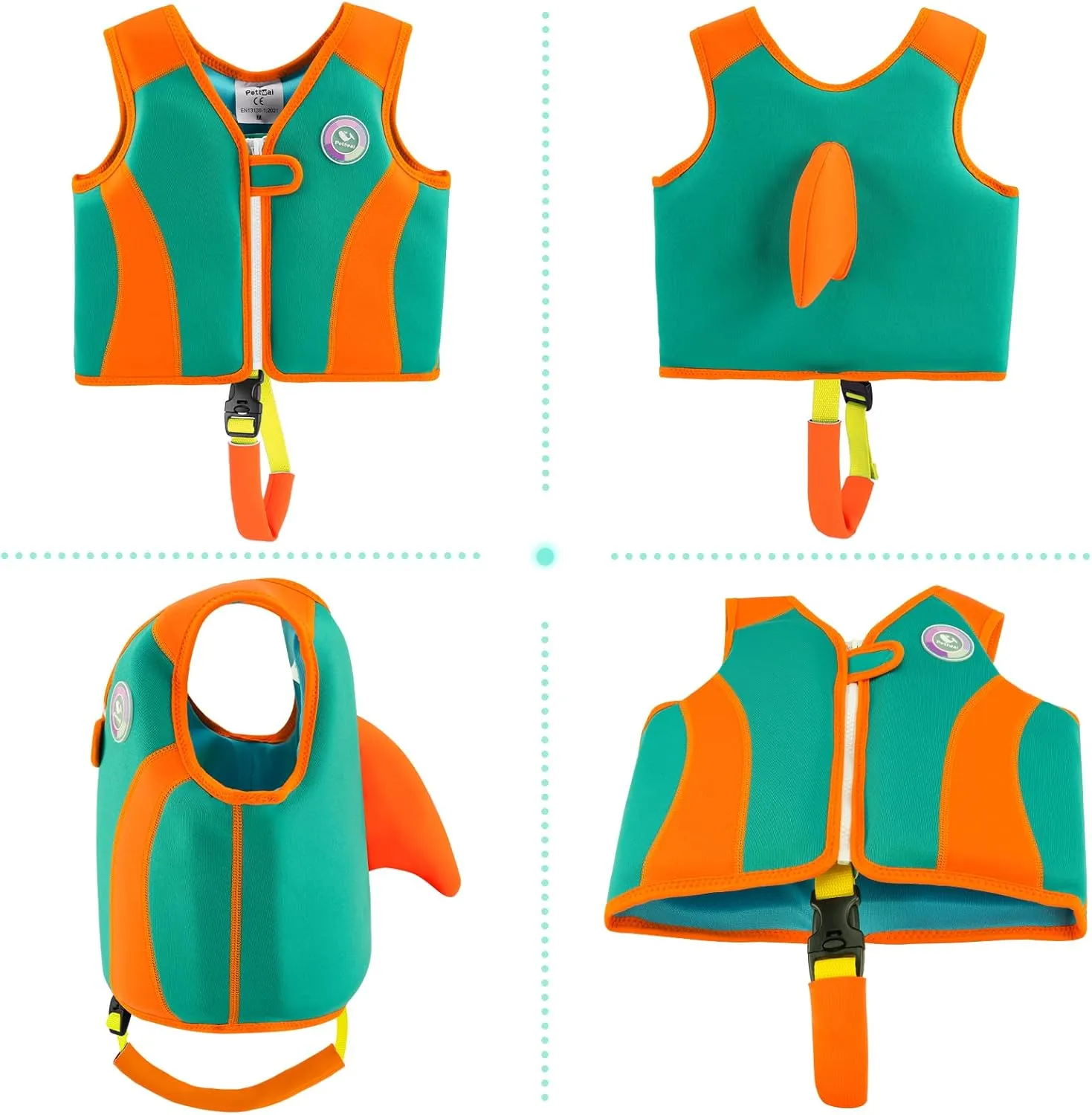 Pottwal Swim Vest for Kids - Swim Jacket for 1-2 Years (24-33LBS) - Buoyancy Aid Made of Neoprene & EPE - with Adjustable Crotch Strap