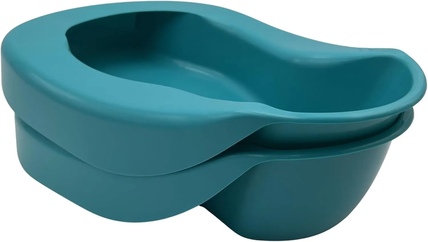 Premium Comfortable Plastic Pontoon Style Turquoise Bedpan, Contoured Shape for Added Comfort for Elderly (Pack of 2)