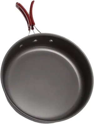 PRETYZOOM Camping Pot Outdoor Cooking Pan Portable Frying Skillet for Family Folding Handle Sturdy Black