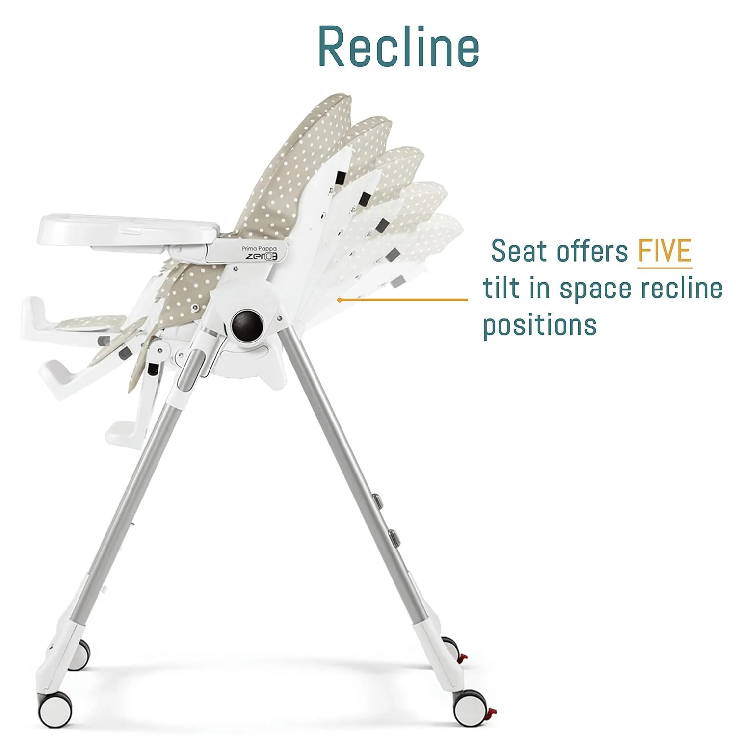Prima Pappa Zero 3 - High Chair - for Children Newborn to 3 Years of Age - Made in Italy - Linear Grey (White & Grey)