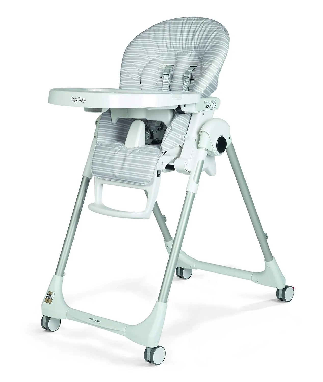 Prima Pappa Zero 3 - High Chair - for Children Newborn to 3 Years of Age - Made in Italy - Linear Grey (White & Grey)