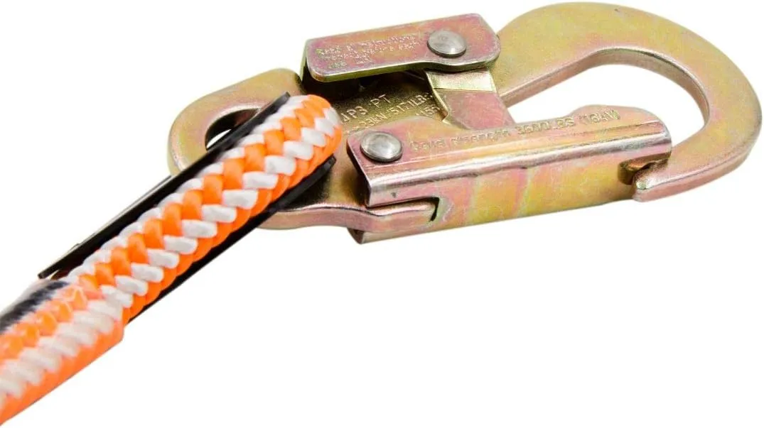 ProClimb Arborist Positioning Lanyard by Pelican Rope - 1/2 in x 8 ft Polyester Rope with Steel Snap Hook - Adjustable, High Visibility, ANSI/OSHA Certified for Work Positioning and Tree Climbing