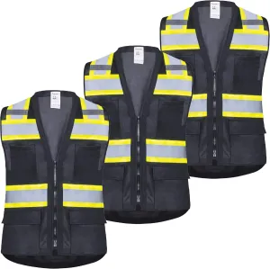 ProtectX 6 Pockets High Visibility Safety Vest for Men Women Class 2 Reflective Hi Vis Work Construction Vest