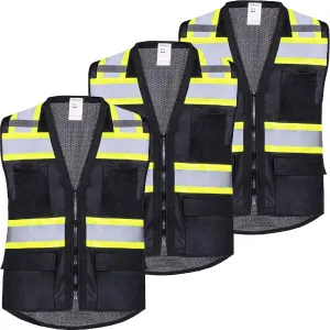 ProtectX 6 Pockets High Visibility Safety Vest for Men Women Class 2 Reflective Hi Vis Work Construction Vest