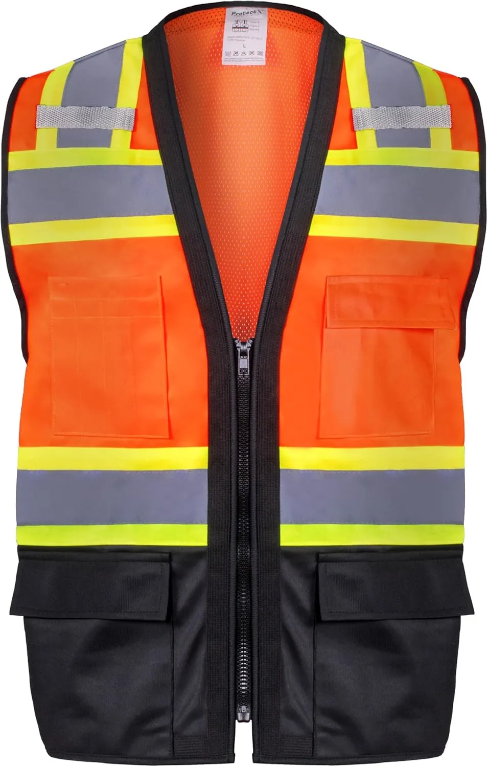 ProtectX 6 Pockets High Visibility Safety Vest for Men Women Class 2 Reflective Hi Vis Work Construction Vest