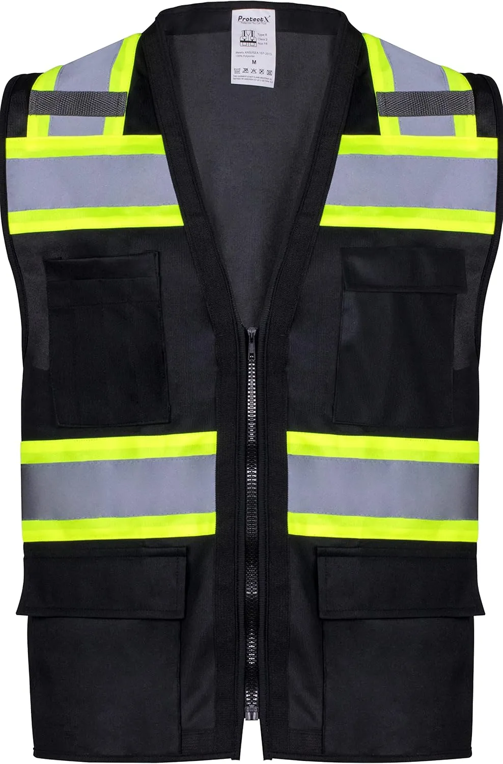 ProtectX 6 Pockets High Visibility Safety Vest for Men Women Class 2 Reflective Hi Vis Work Construction Vest
