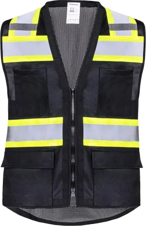 ProtectX 6 Pockets High Visibility Safety Vest for Men Women Class 2 Reflective Hi Vis Work Construction Vest