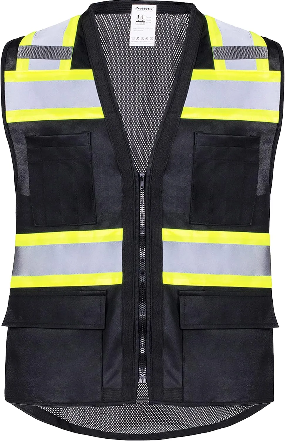 ProtectX 6 Pockets High Visibility Safety Vest for Men Women Class 2 Reflective Hi Vis Work Construction Vest
