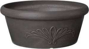 PSW Pot TA30DC Collection Shallow Bulb Pan Planter Dish Low Bowl for Succulents, Bonsai, Fairy Gardens, Herbs, 12-inch, Dark Charcoal