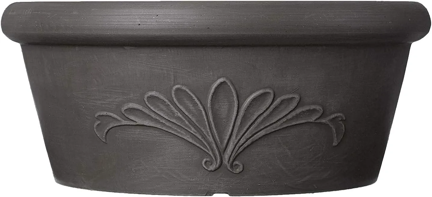 PSW Pot TA30DC Collection Shallow Bulb Pan Planter Dish Low Bowl for Succulents, Bonsai, Fairy Gardens, Herbs, 12-inch, Dark Charcoal