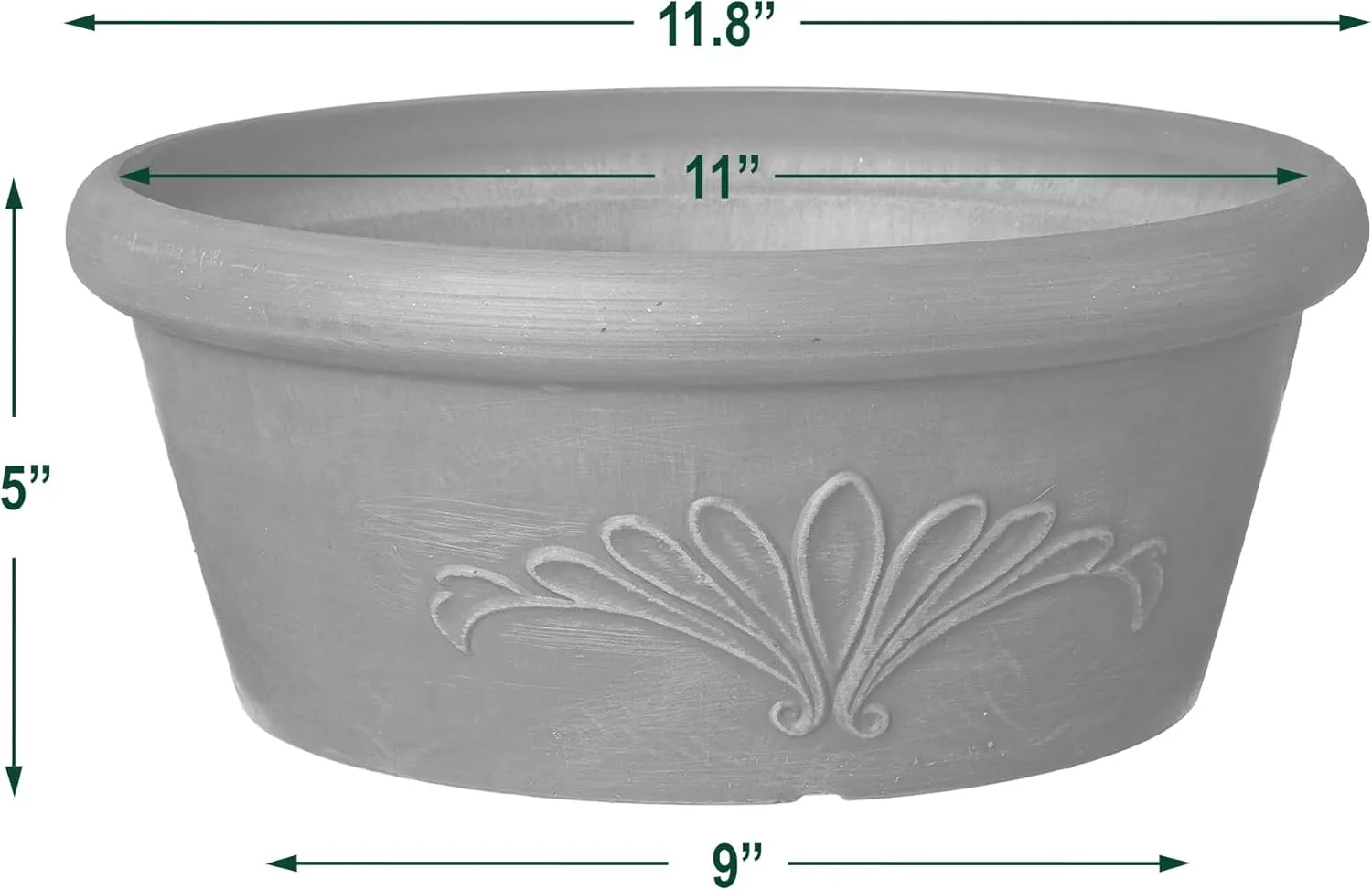 PSW Pot TA30DC Collection Shallow Bulb Pan Planter Dish Low Bowl for Succulents, Bonsai, Fairy Gardens, Herbs, 12-inch, Dark Charcoal