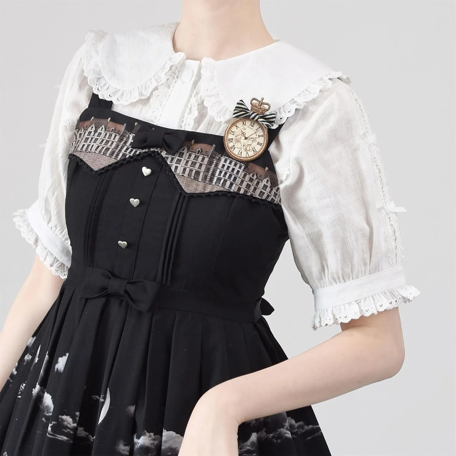 Puff Sleeve Blouses Women Lolita Elegant Peter Pan Collar Button Up Shirts Dressy Casual Cute Bows Fancy Tops