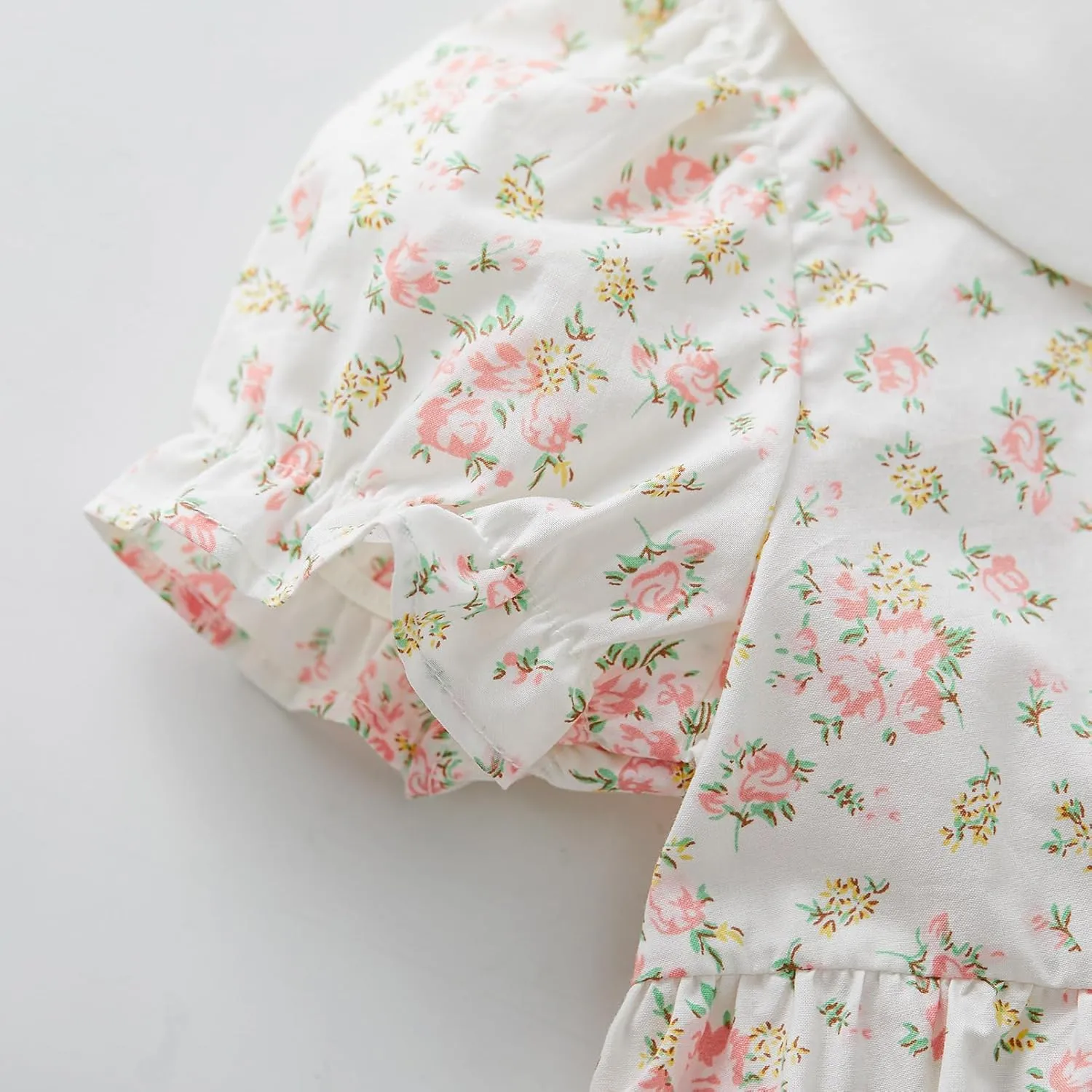 pureborn Baby Toddler Girl Woven Dress Short Sleeve Cotton Playwear Dresses 0-5T