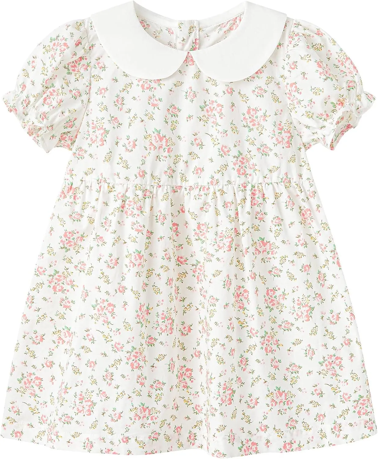 pureborn Baby Toddler Girl Woven Dress Short Sleeve Cotton Playwear Dresses 0-5T