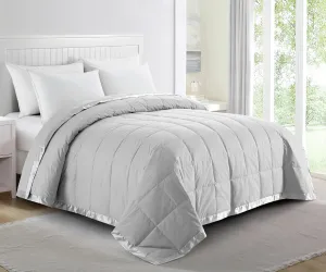 puredown® Blankets King Size - Soft Lightweight Down Blanket for All Seasons, Cozy Warm Luxury Bed Blanket with Satin Trim, Cotton Cover, Light Grey (108"X90")