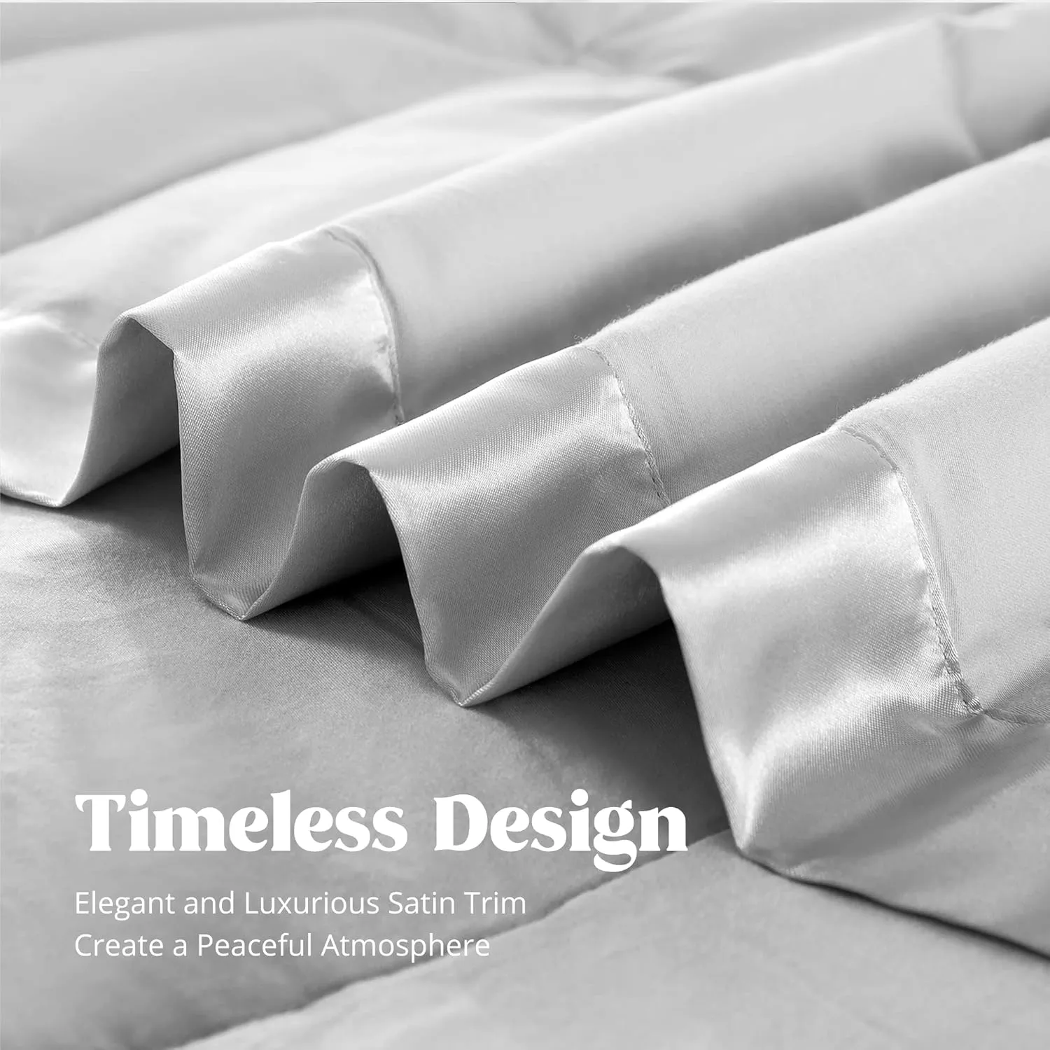 puredown® Blankets King Size - Soft Lightweight Down Blanket for All Seasons, Cozy Warm Luxury Bed Blanket with Satin Trim, Cotton Cover, Light Grey (108"X90")