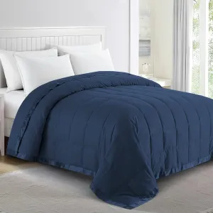 puredown® Blankets King Size - Soft Lightweight Down Blanket for All Seasons, Cozy Warm Luxury Bed Blanket with Satin Trim, Microfiber Cover, Navy Blue (108"X90")