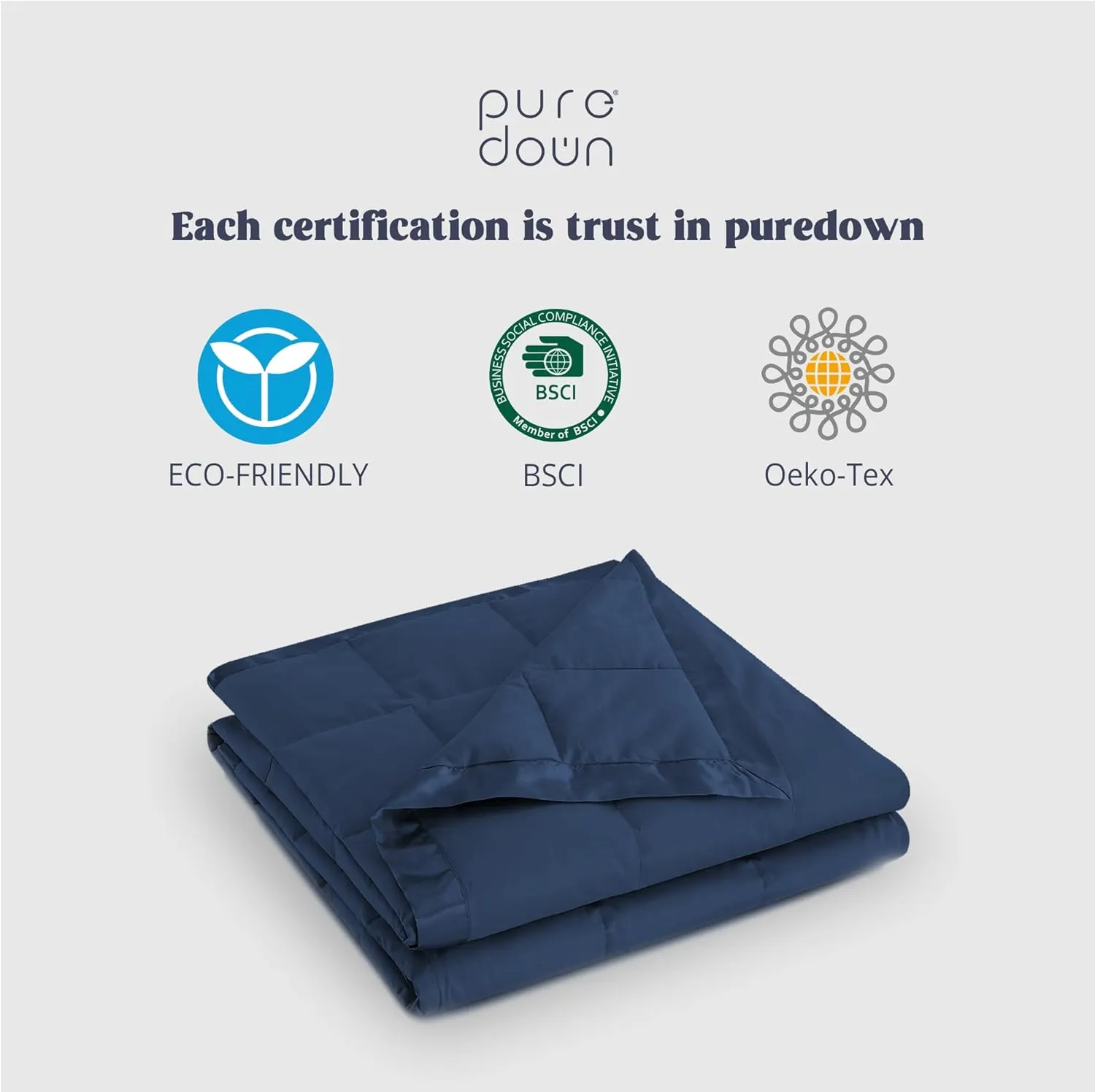 puredown® Blankets King Size - Soft Lightweight Down Blanket for All Seasons, Cozy Warm Luxury Bed Blanket with Satin Trim, Microfiber Cover, Navy Blue (108"X90")