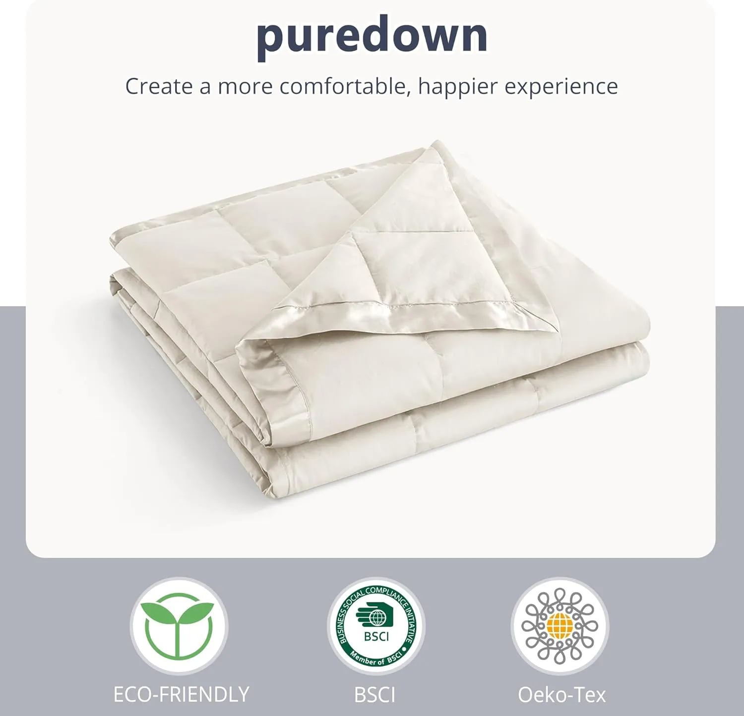 puredown® Down Blankets King Size - Soft Lightweight Bed Blanket for All Seasons, Cozy Warm Luxury Blanket with Satin Trim, Iovry (108"X90")