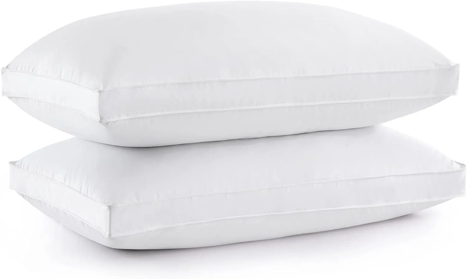 puredown® Goose Feather Down Pillows, Gusseted Bed Pillows for Sleeping 100% Cotton Cover, Set of 2 Standard Size