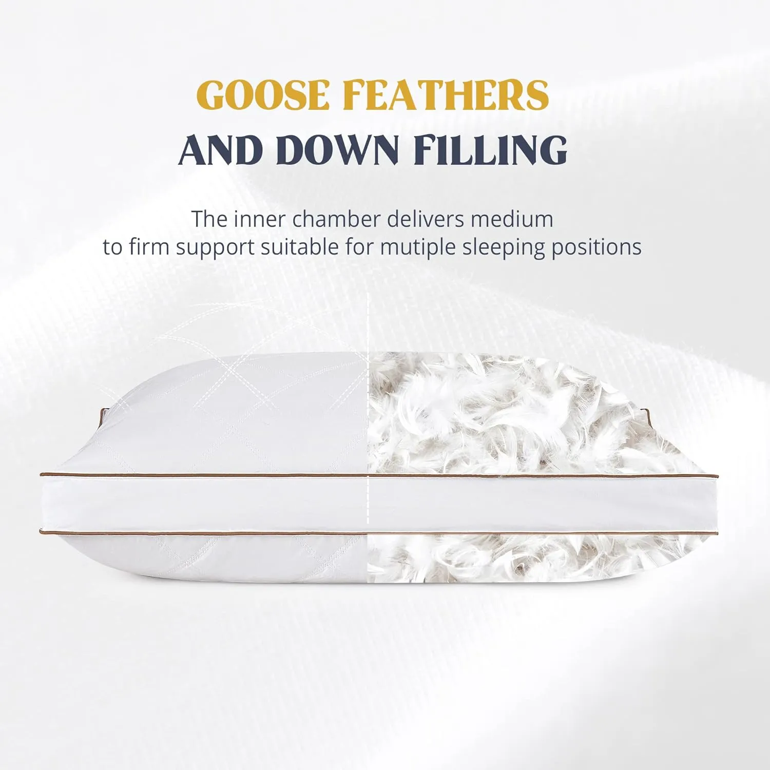 puredown® Goose Feathers and Down Pillow for Sleeping Gusseted Bed Hotel Collection Pillows, King, Set of 2