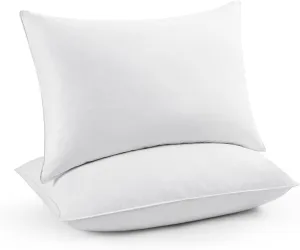 puredown® Natural White Down Feather Pillows, King Bed Pillows for Sleeping Set of 2, Grand Hotel Pillows with Cotton Fabric Cover (Pack of 2)