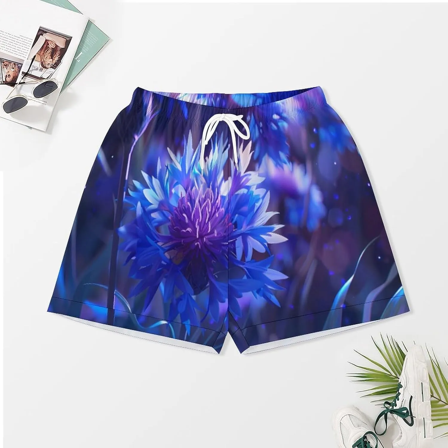 Purple Chrysanthemum Print Women's Satin Pajama Set Short Sleeve Button Down Sleepwear Loungewear Pj Set