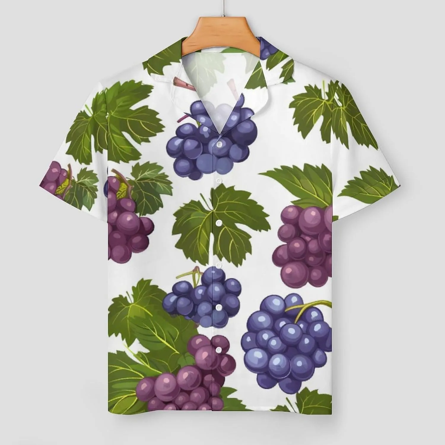 Purple Grapes with Green Leaves Women's Satin Pajama Set Short Sleeve Button Down Sleepwear Loungewear Pj Set