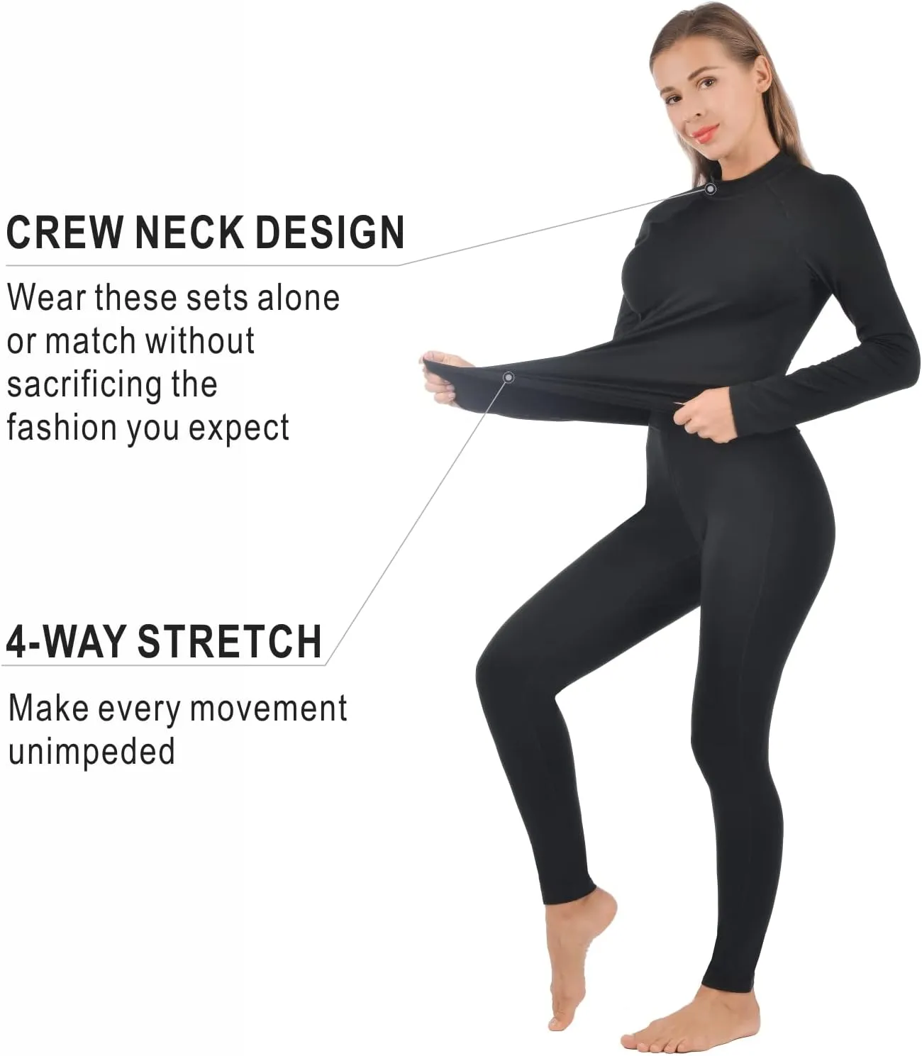 qualidyne Thermal Underwear for Women Long Johns Ultra-Soft Base Layer Pajama Set Winter Cold Weather Top and Bottom