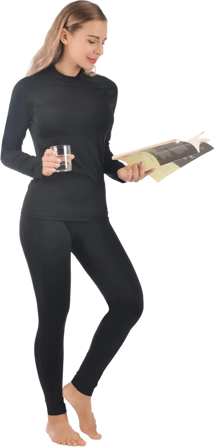 qualidyne Thermal Underwear for Women Long Johns Ultra-Soft Base Layer Pajama Set Winter Cold Weather Top and Bottom