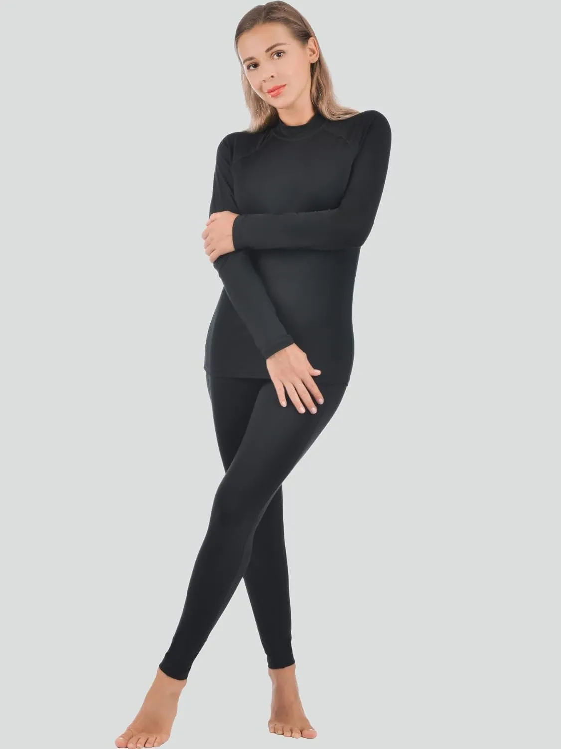 qualidyne Thermal Underwear for Women Long Johns Ultra-Soft Base Layer Pajama Set Winter Cold Weather Top and Bottom