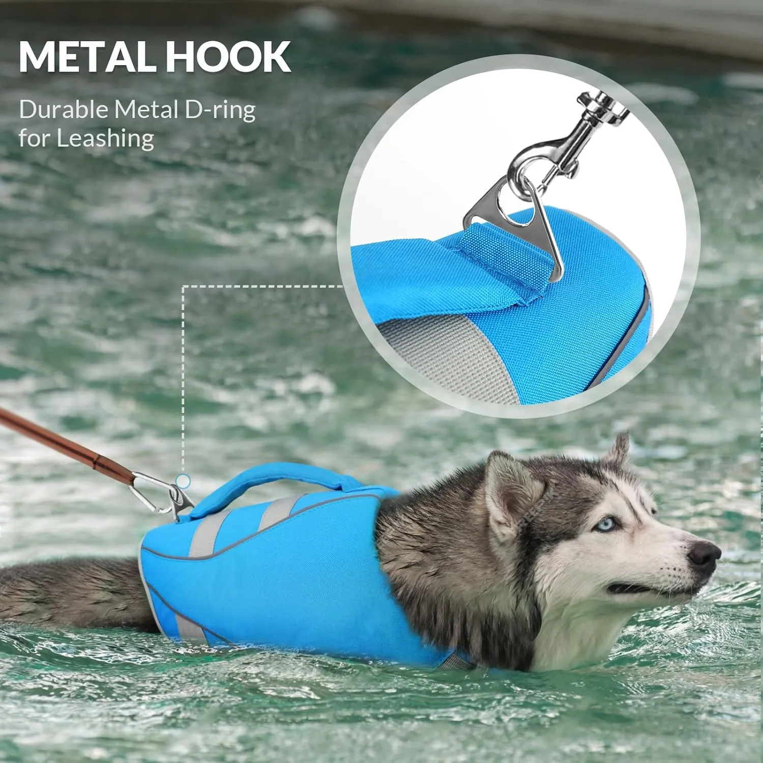 Queenmore XS Dog Life Jacket, Dog Life Vest for Swimming Boating, Puppy Life Jackets for Small Dogs, Ripstop Pet Life Vests with Rescue Handle Leash Hole, Safety Water Floating Vest, Hi-Vis Blue