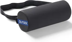 QUTOOL Lumbar Roll, Lumbar Support Pillow for Office Chair with Upgraded Strap,Office Desk Car Accessories Supplies, Back Pain Relief & Improving Posture, Chair Pillow with Washable Cover-Black, Firm