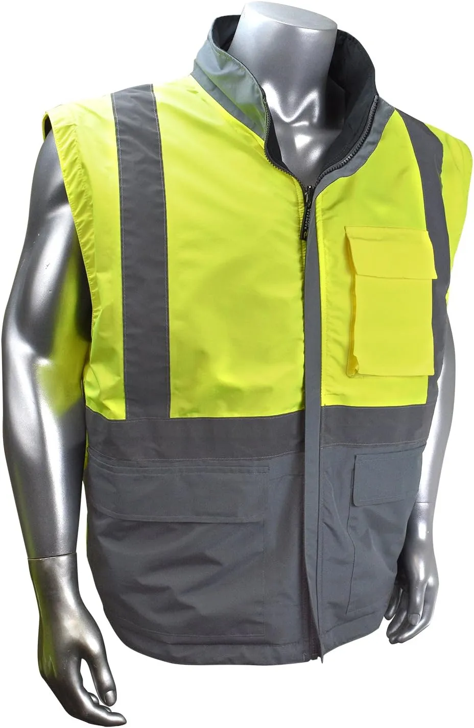 Radians SJ07-3ZGD Reversible Windbreaker with Zip-Off Sleeves Hi-Viz Green