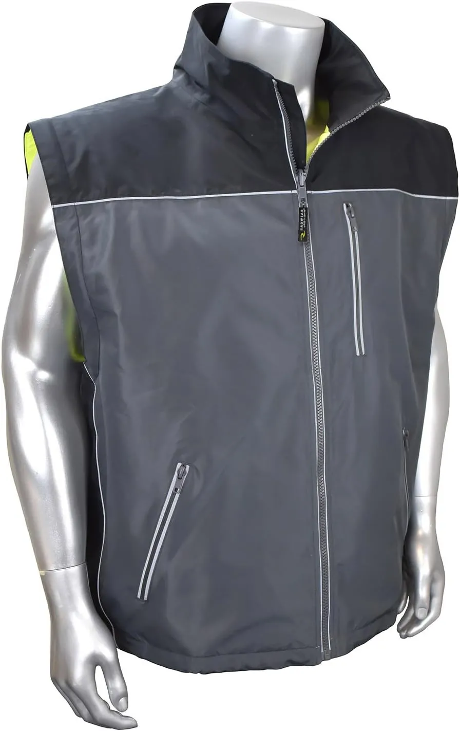 Radians SJ07-3ZGD Reversible Windbreaker with Zip-Off Sleeves Hi-Viz Green