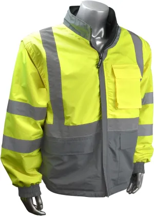 Radians SJ07-3ZGD Reversible Windbreaker with Zip-Off Sleeves Hi-Viz Green