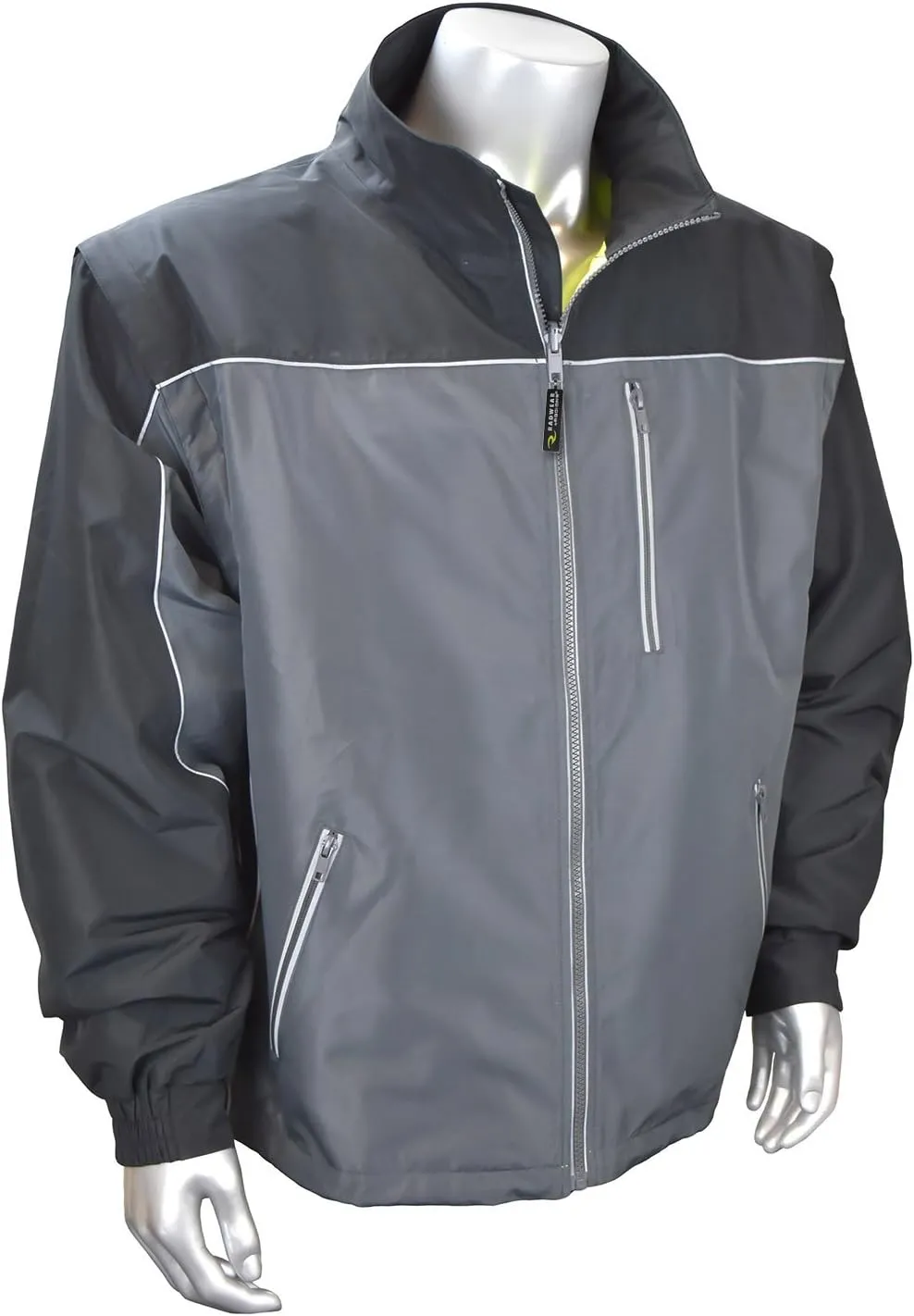 Radians SJ07-3ZGD Reversible Windbreaker with Zip-Off Sleeves Hi-Viz Green