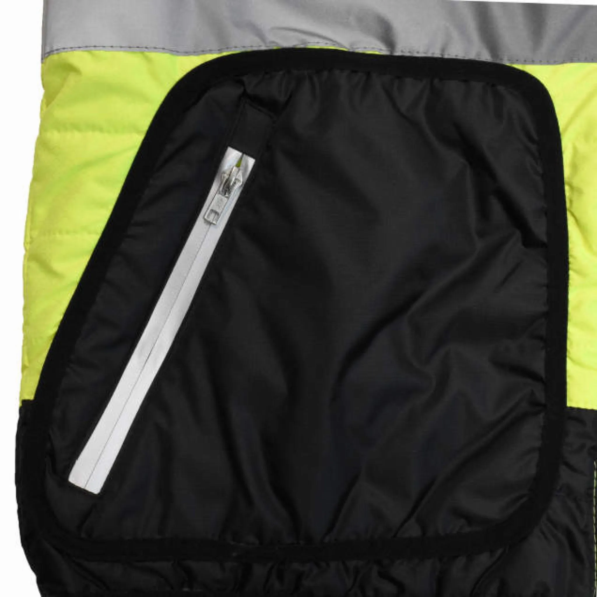 Radians SJ510-3ZGS Quilted Reversible Four-in-One Jacket with Zip-Off Sleeves, Hi Vis Green/Gray, 1 Each