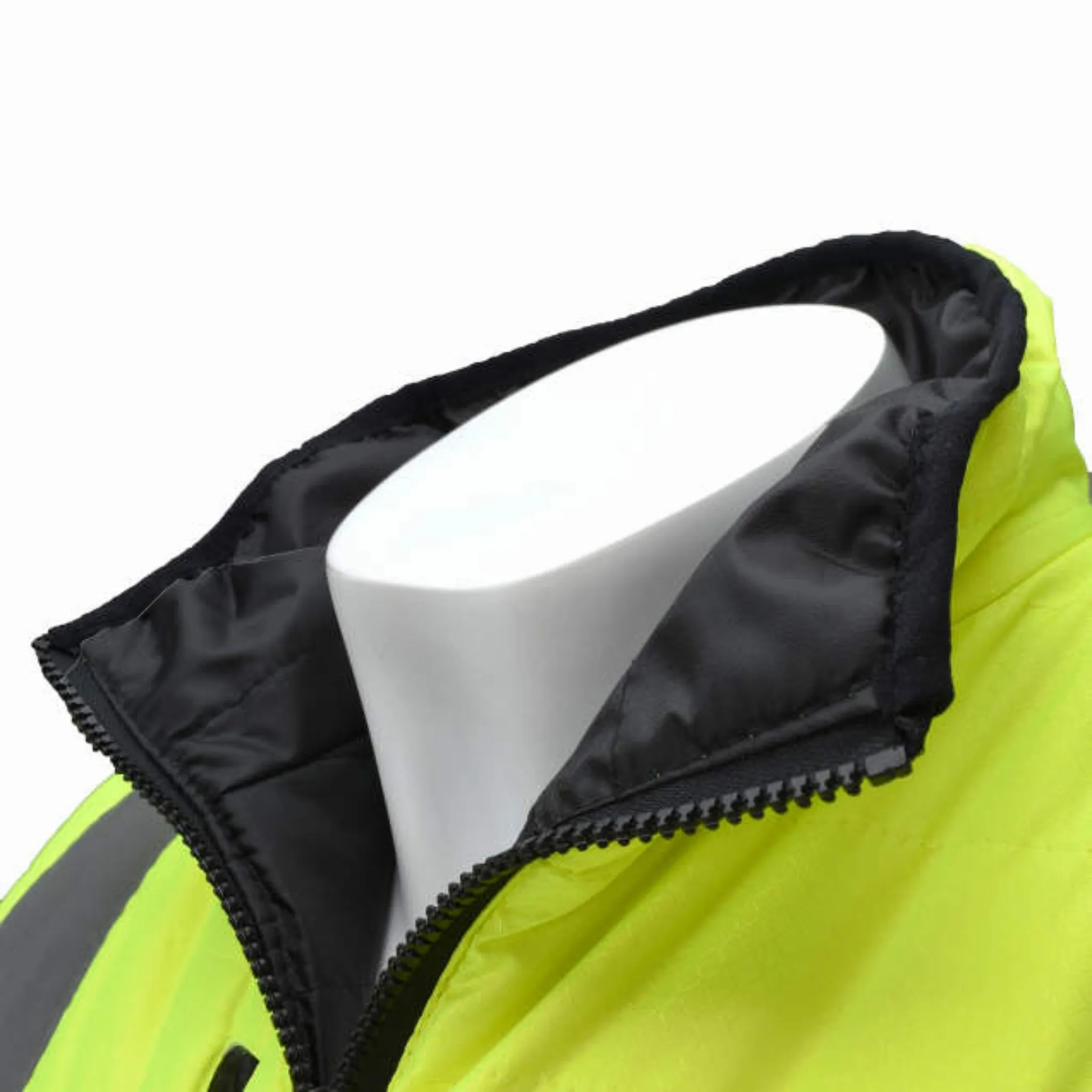 Radians SJ510-3ZGS Quilted Reversible Four-in-One Jacket with Zip-Off Sleeves, Hi Vis Green/Gray, 1 Each