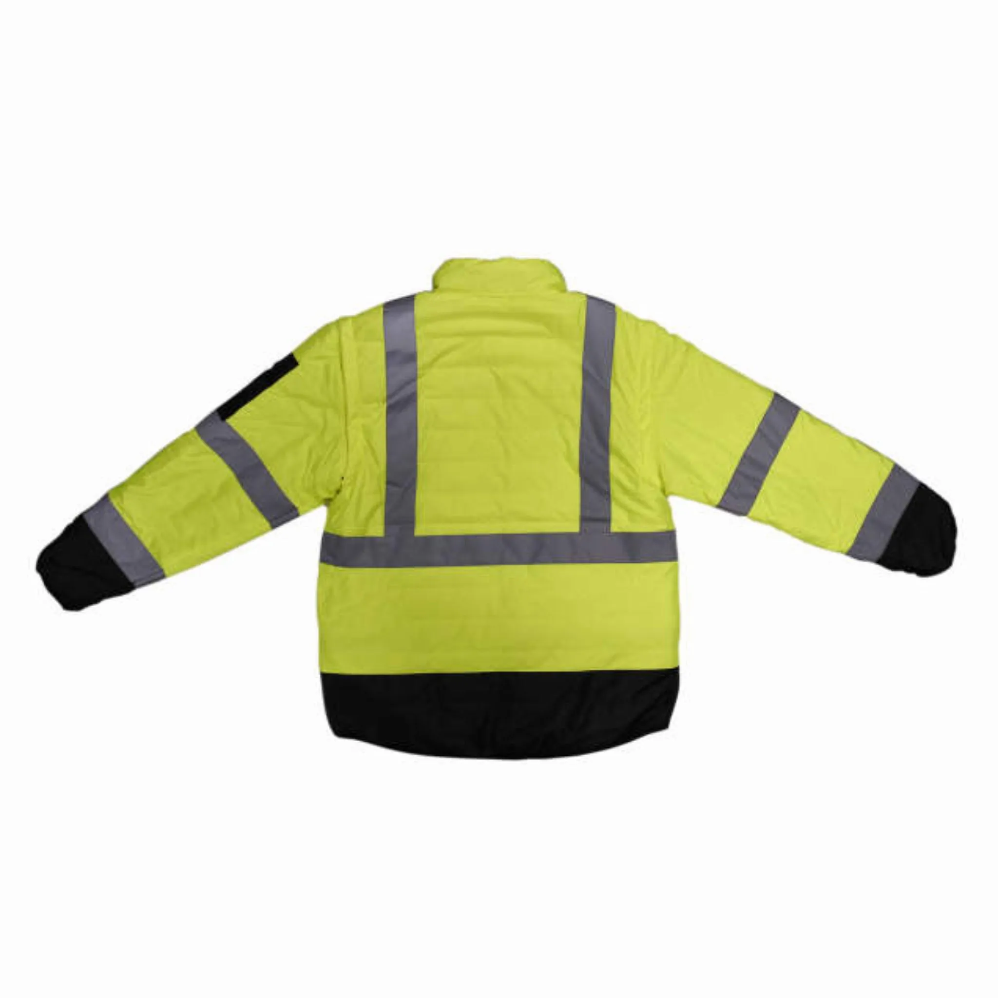 Radians SJ510-3ZGS Quilted Reversible Four-in-One Jacket with Zip-Off Sleeves, Hi Vis Green/Gray, 1 Each