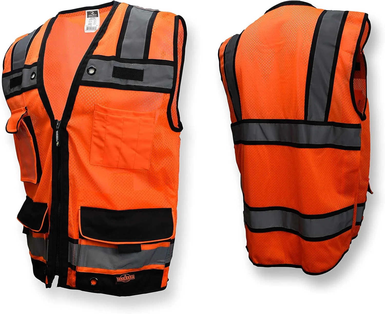 Radians SV65 Heavy Duty Surveyors Safety Vest with Zipper, Large Plan Pocket, Hi-Viz Green or Hi-Viz Orange