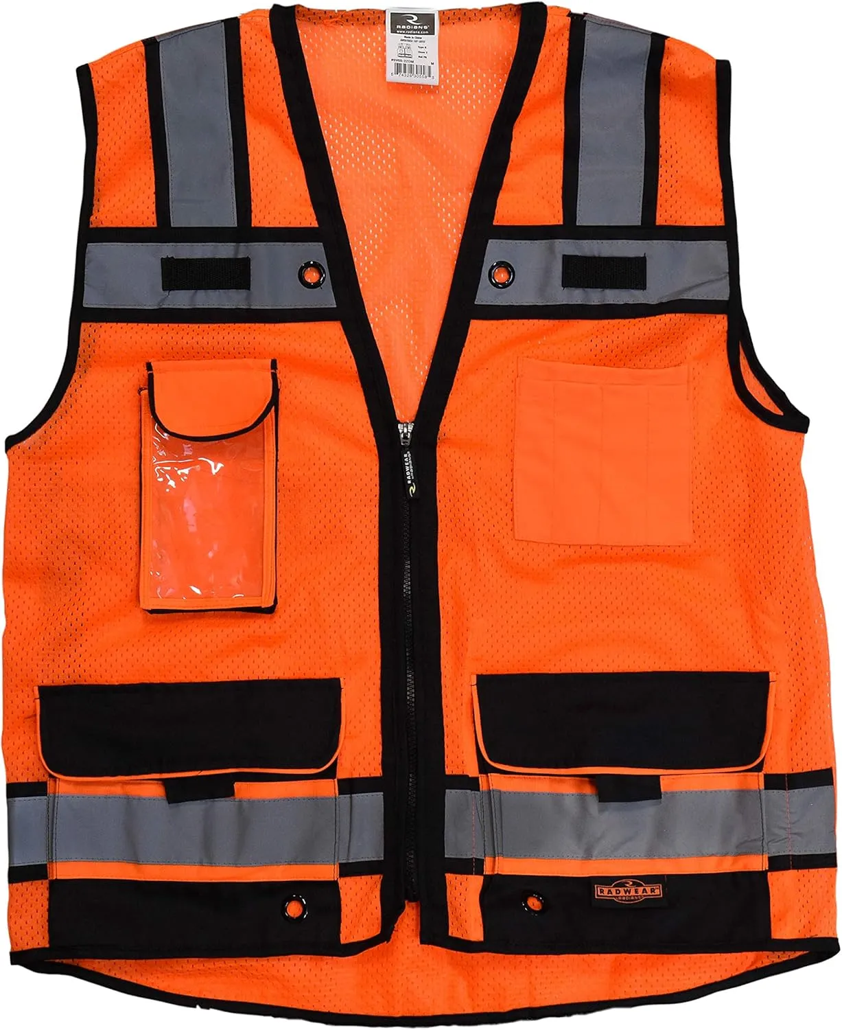 Radians SV65 Heavy Duty Surveyors Safety Vest with Zipper, Large Plan Pocket, Hi-Viz Green or Hi-Viz Orange