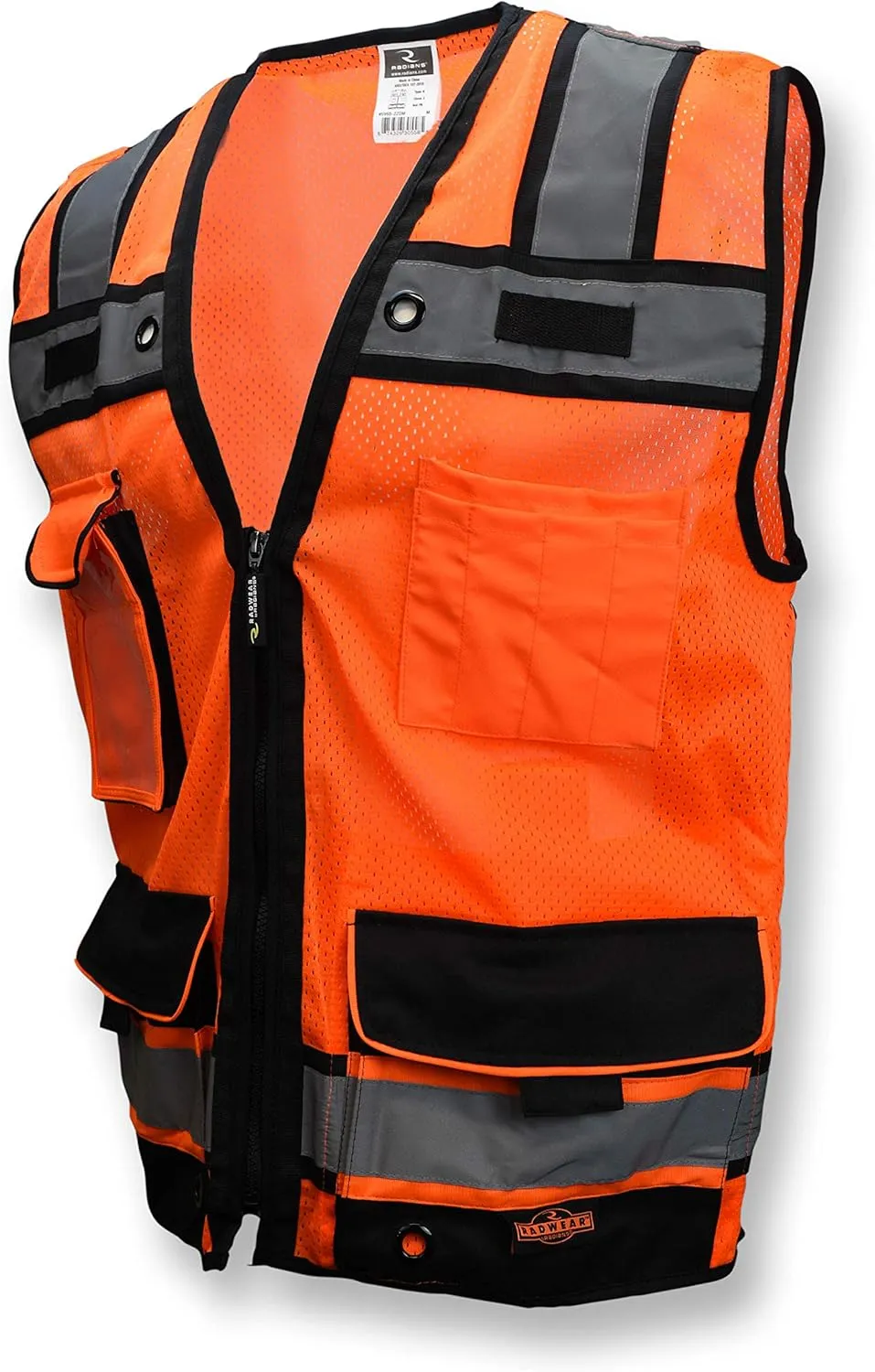 Radians SV65 Heavy Duty Surveyors Safety Vest with Zipper, Large Plan Pocket, Hi-Viz Green or Hi-Viz Orange