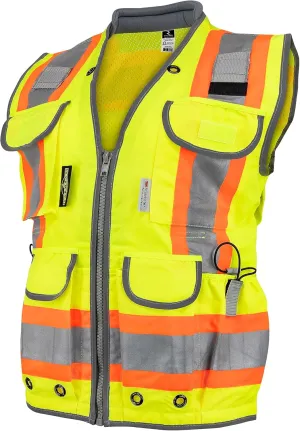 Radians Womens Standard Hi-Vis Green Class 2 Heavy Woven Two Tone Engineer Vest Size M